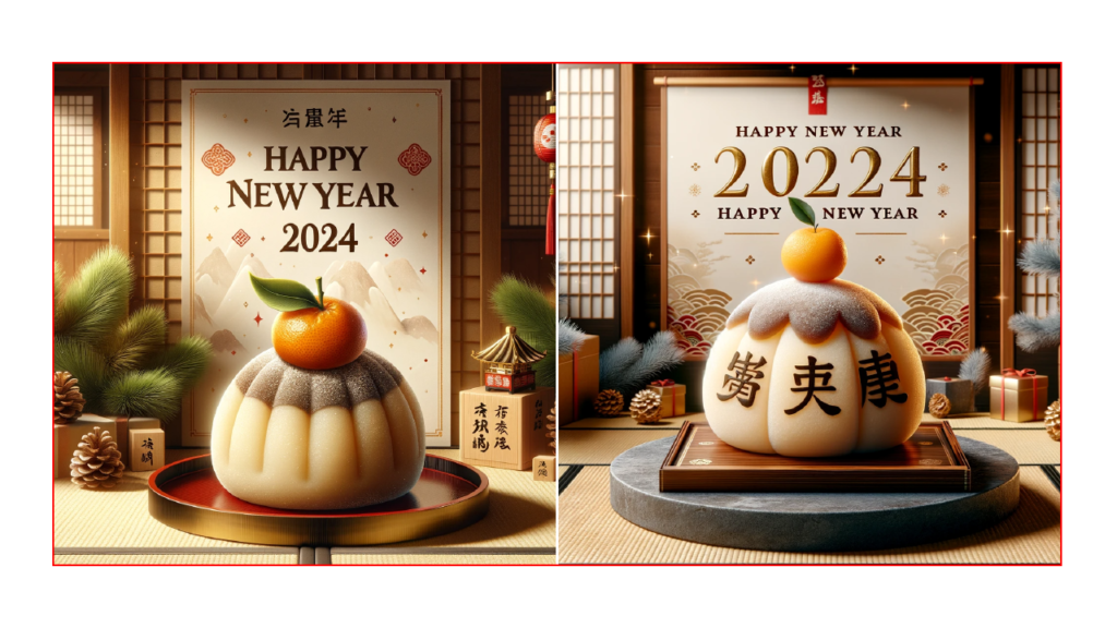 Happy New Year 2024 鏡餅　漢字無し